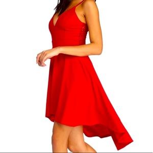 Sexy red high low Windsor dress.